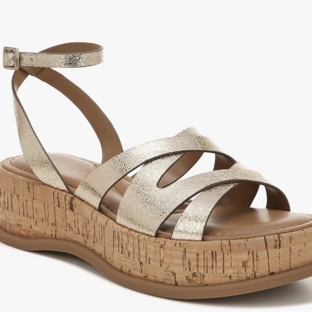 Naturalizer Womens Riley Faux Leather Metallic Platform Sandals Shoes Size 6.5 M